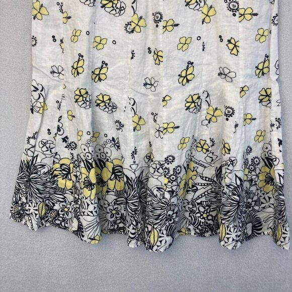 JM Collection 100%‎ Linen Midi Skirt Size 18 White Floral A-Line Western Summer - Picture 5 of 8